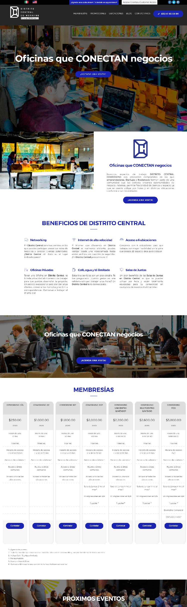 Diseño UI y desarrollo fronten para el sitio web de Distrito Central